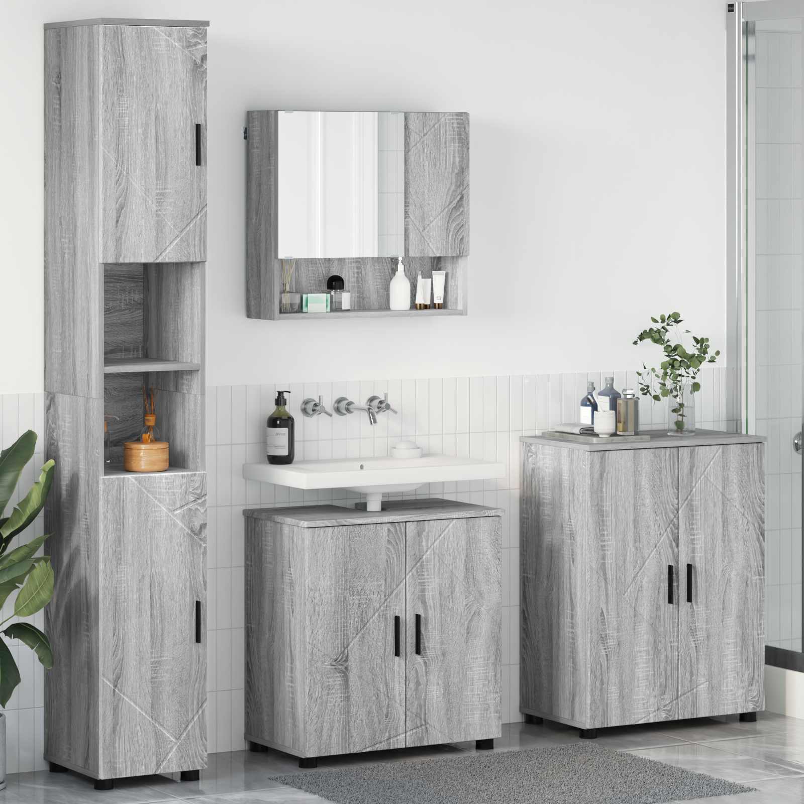 Badkamermeubelset 4 st Grijs Sonoma 61 x 35 x 64 cm