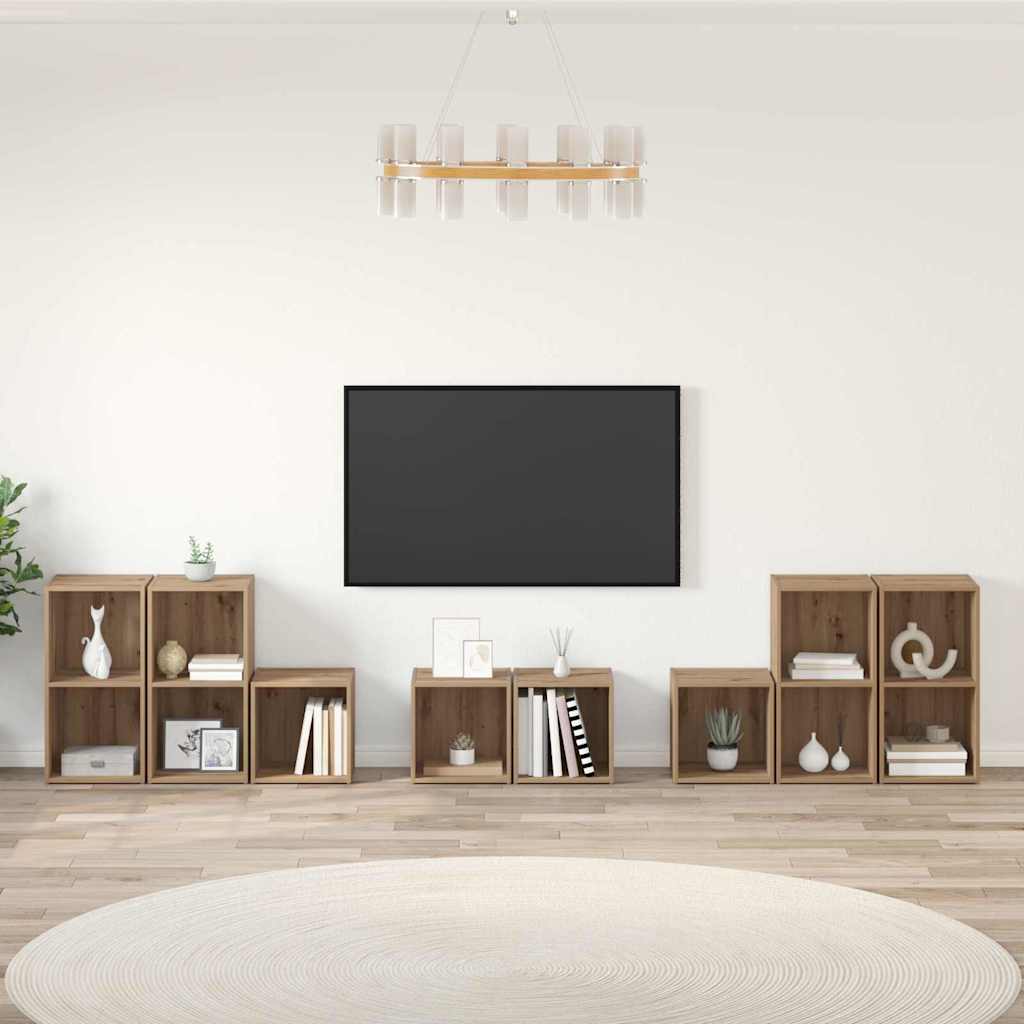TV-kast set Wandgemonteerd 8 pcs Artisan Eiken Bewerkt hout