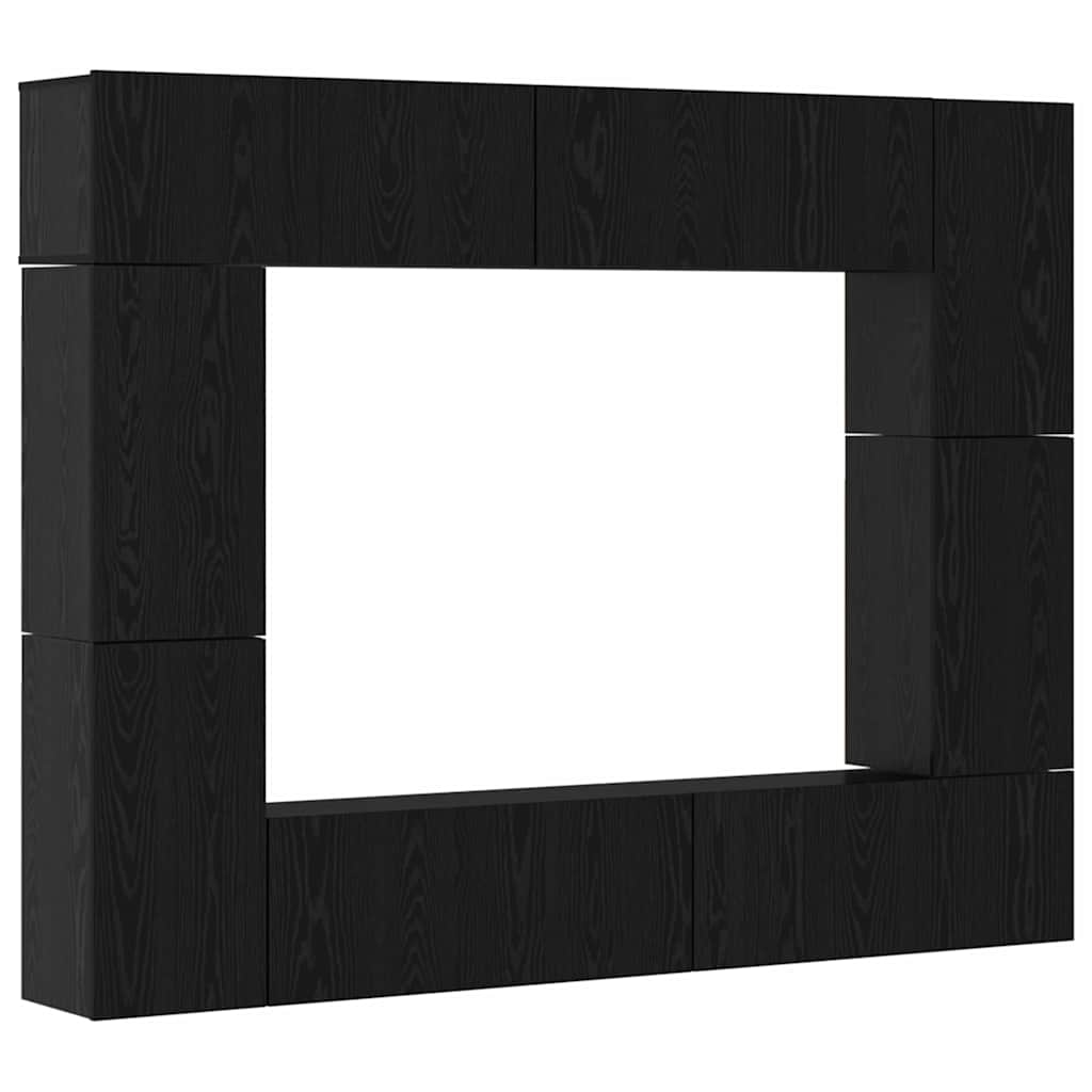 Tv-meubelset Wandgemonteerd 8 pcs Zwart Eiken Bewerkt hout – afbeelding 2
