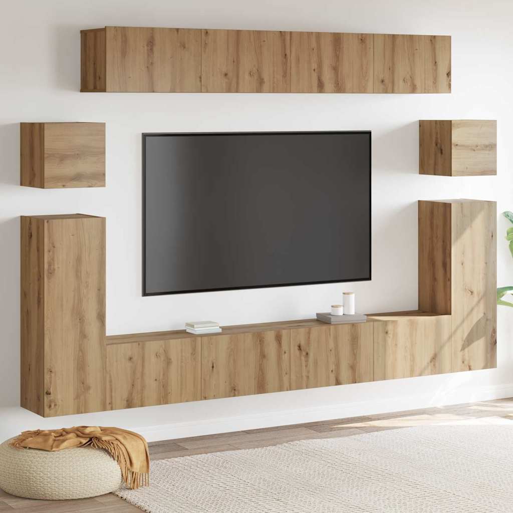 TV Eenheden Wandgemonteerd 4 pcs Artisan Eiken Bewerkt hout – afbeelding 1