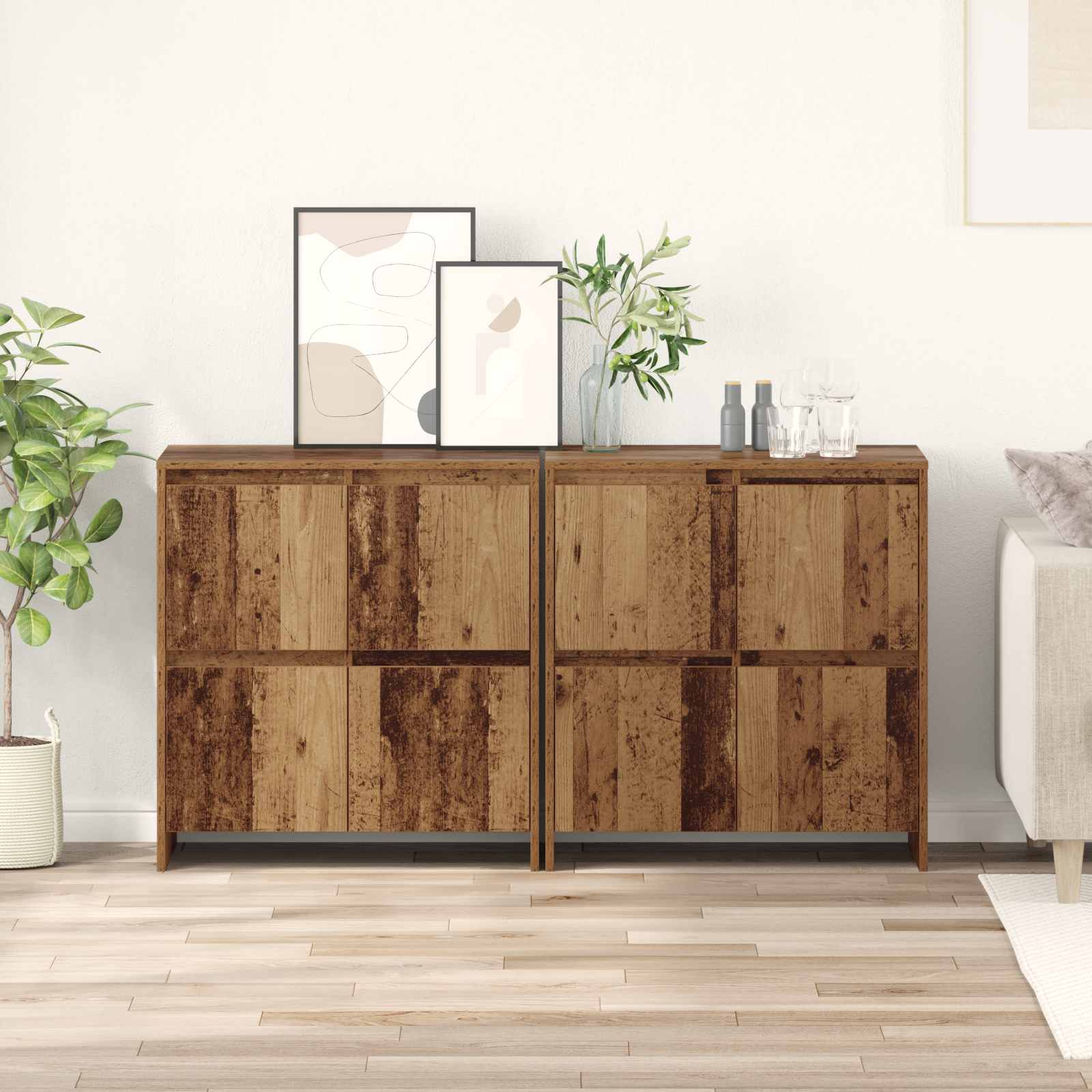 Dressoirs 2 pcs Oud hout 70 x 41 x 75 cm Bewerkt hout