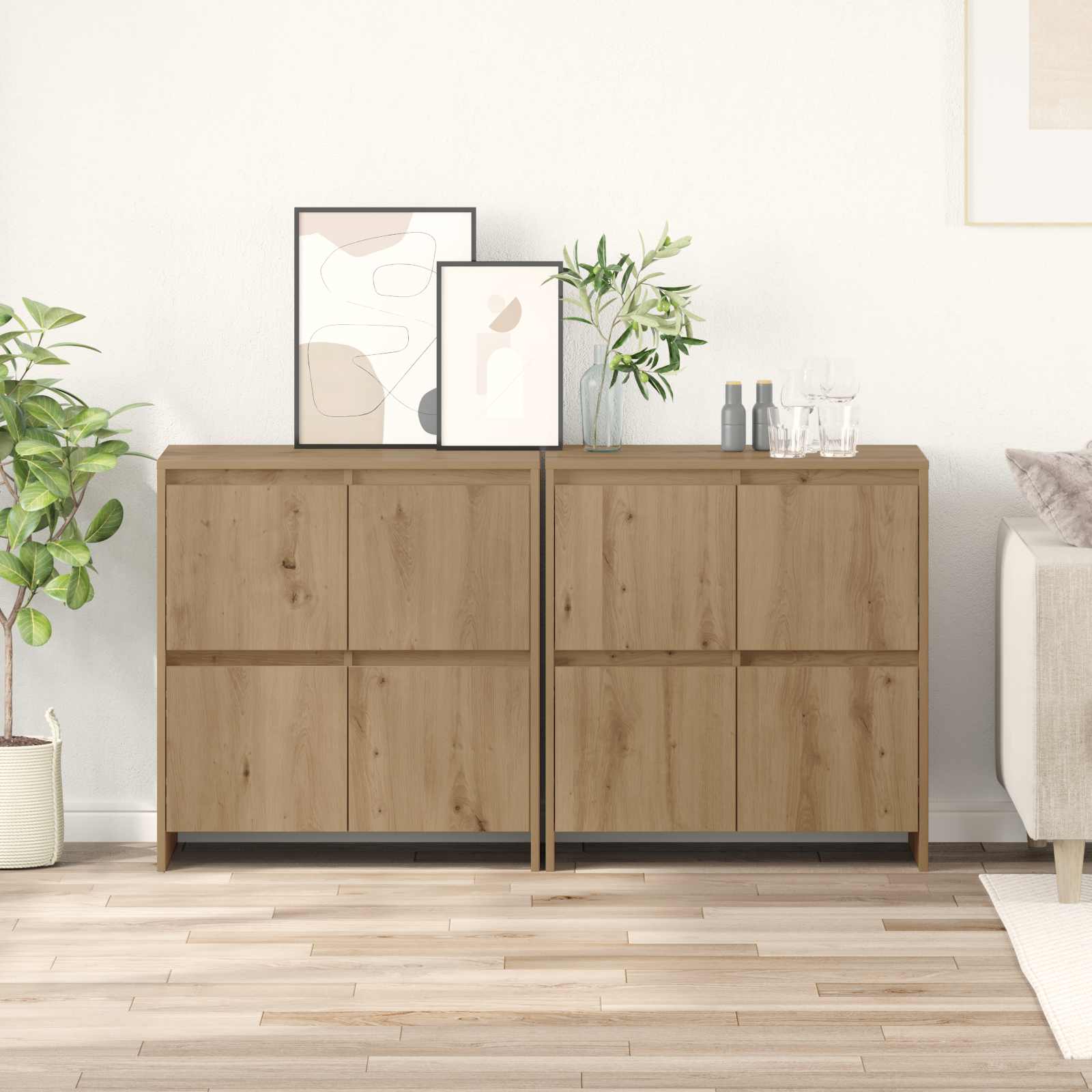 Dressoirs 2 pcs artisanaal eikenkleurig 70 x 41 x 75 cm