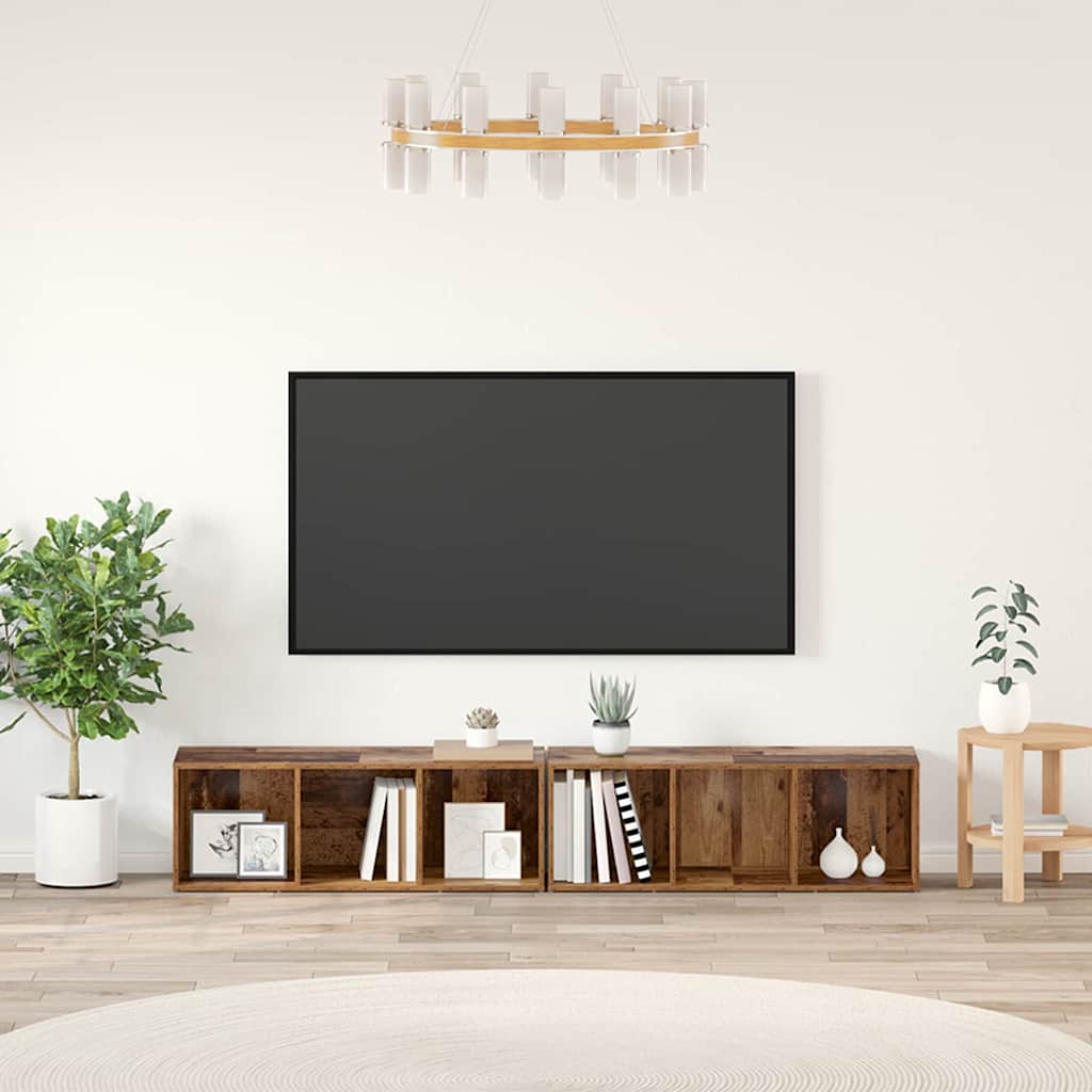 Tv-meubelset 2 pcs Oud Hout 37 x 35 x 107cm Bewerkt hout – afbeelding 1