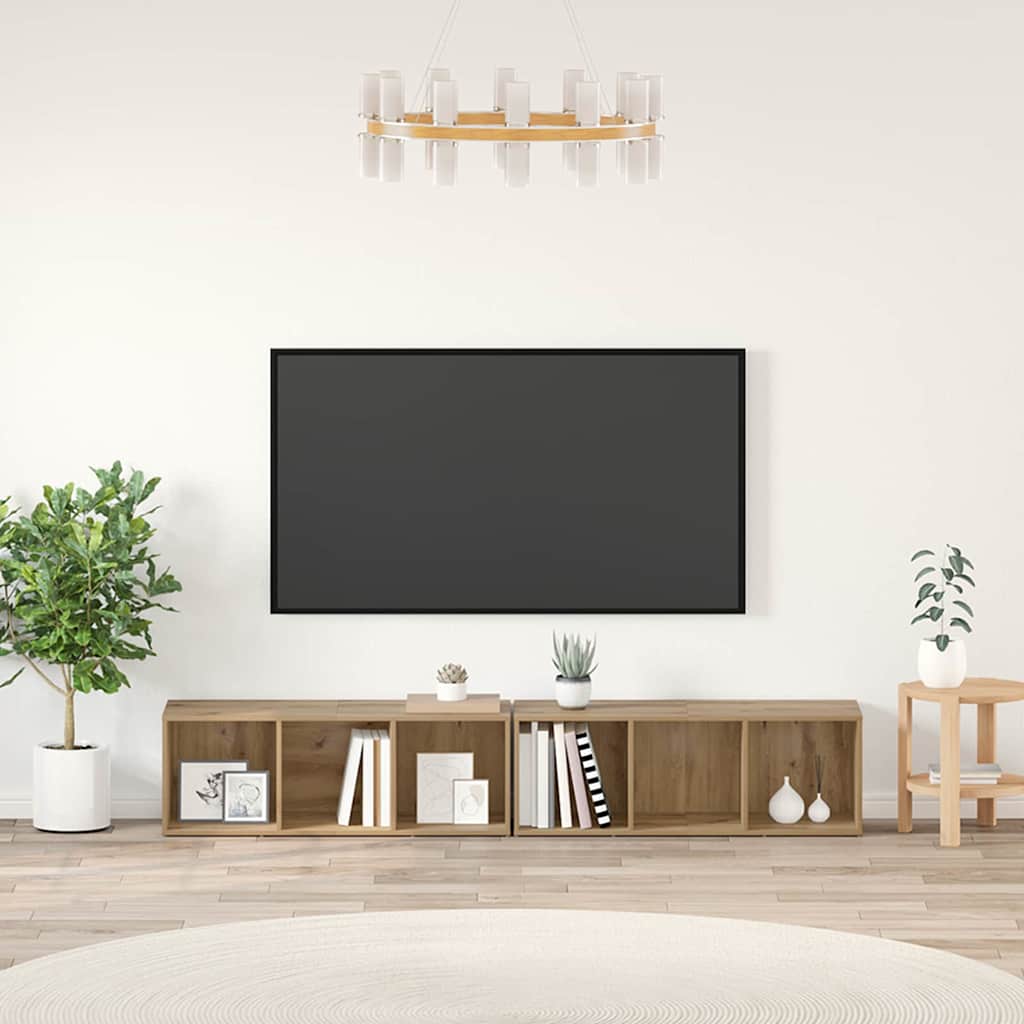 Tv-meubelset 2 pcs Artisan Eiken 37 x 35 x 107cm Bewerkt hout