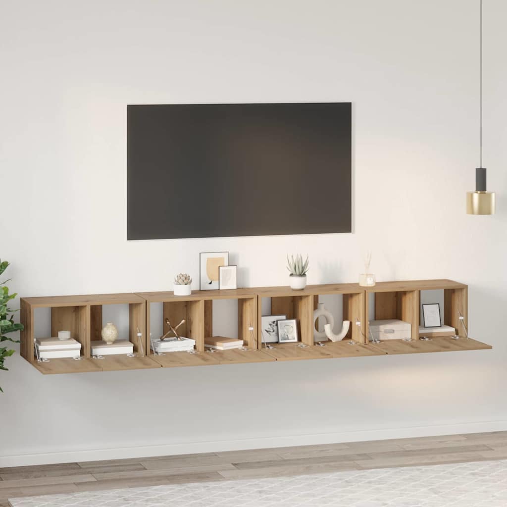 Tv-meubelset 4 pcs Artisan Eiken 60 x 30 x 30 cm Bewerkt hout – afbeelding 1