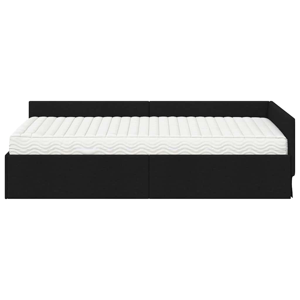 Hoekbedframe met Matras Anders met hoofdeinde 2 pcs Zwart Stof – afbeelding 6