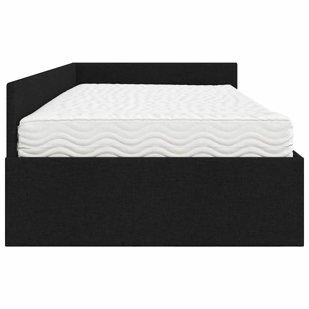 Hoekbedframe met Matras Anders met hoofdeinde 2 pcs Zwart Stof – afbeelding 8