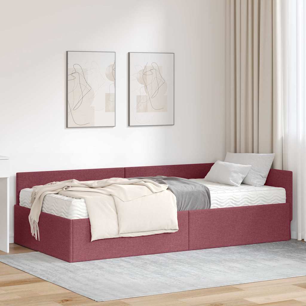 Hoekbedframe met Matras Anders met hoofdeinde 2 pcs Rood Stof