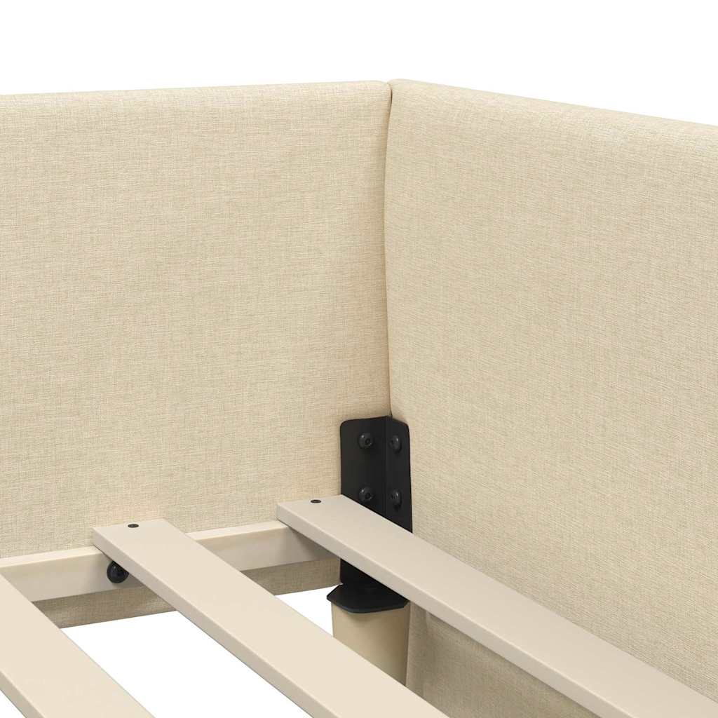 Hoekbedframe met Matras Anders met hoofdeinde 2 pcs Crème Stof – afbeelding 10