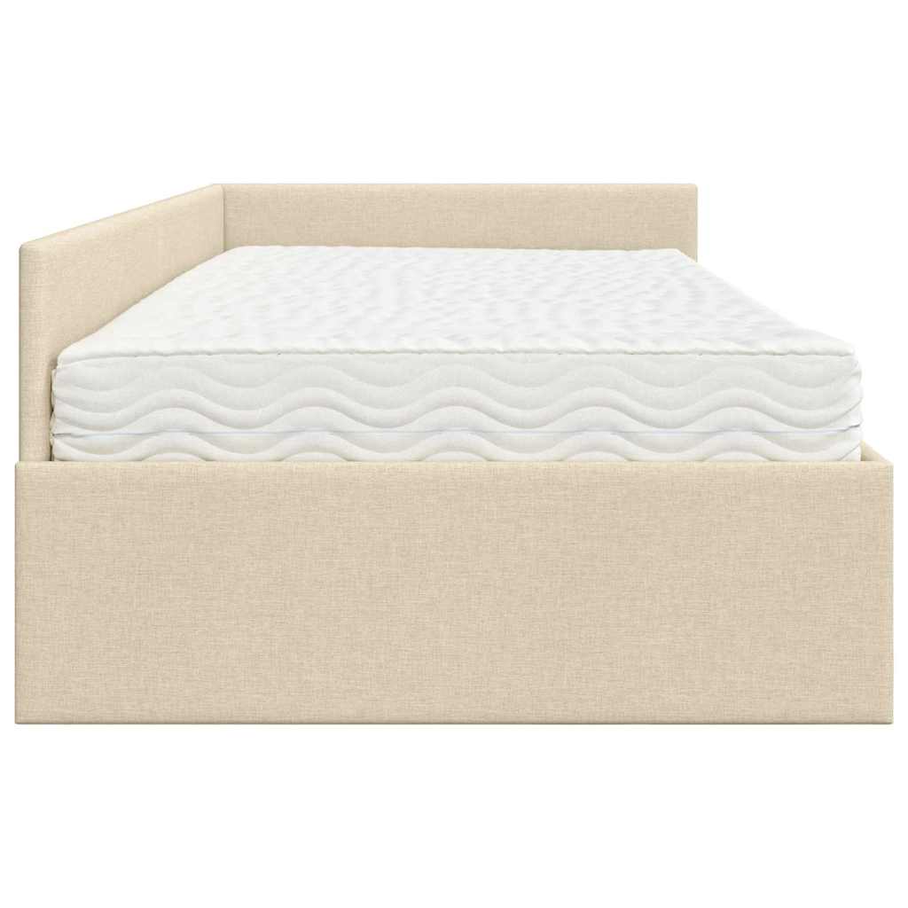Hoekbedframe met Matras Anders met hoofdeinde 2 pcs Crème Stof – afbeelding 8