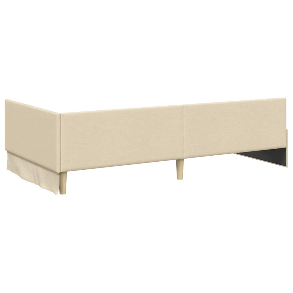 Hoekbedframe met Matras Anders met hoofdeinde 2 pcs Crème Stof – afbeelding 9