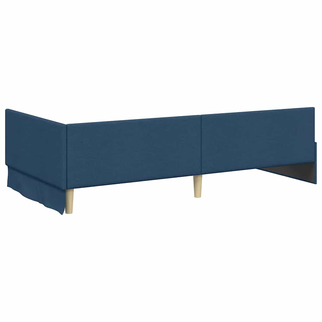 Hoekbedframe met Matras Anders met hoofdeinde 2 pcs Blauw Stof – afbeelding 9