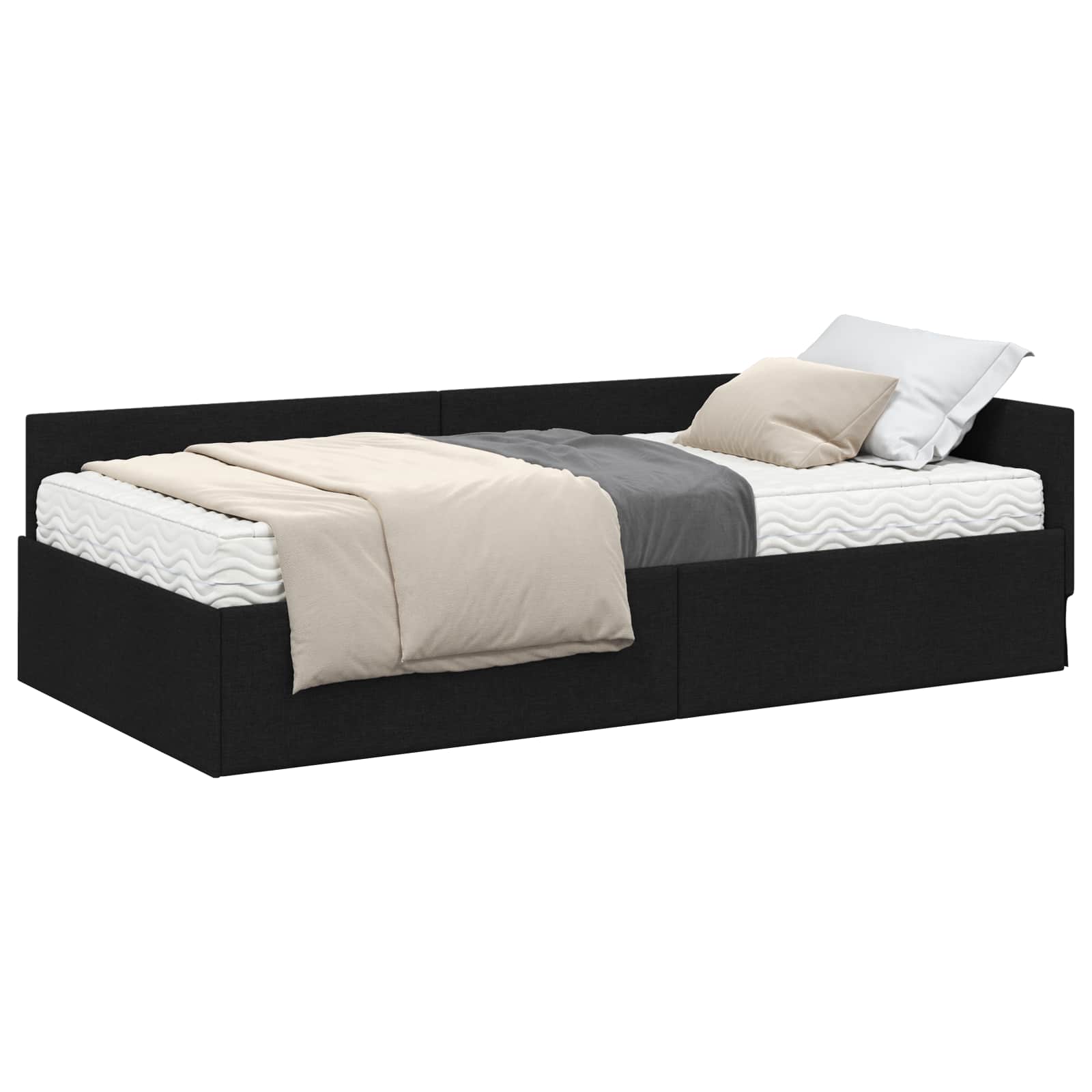 Hoekbedframe met Matras Anders met hoofdeinde 2 pcs Groen Stof – afbeelding 2