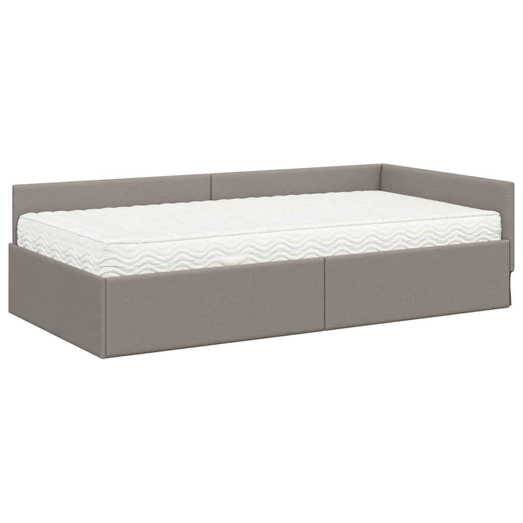 Hoekbedframe met Matras Anders met hoofdeinde 2 pcs Taupe Stof – afbeelding 4