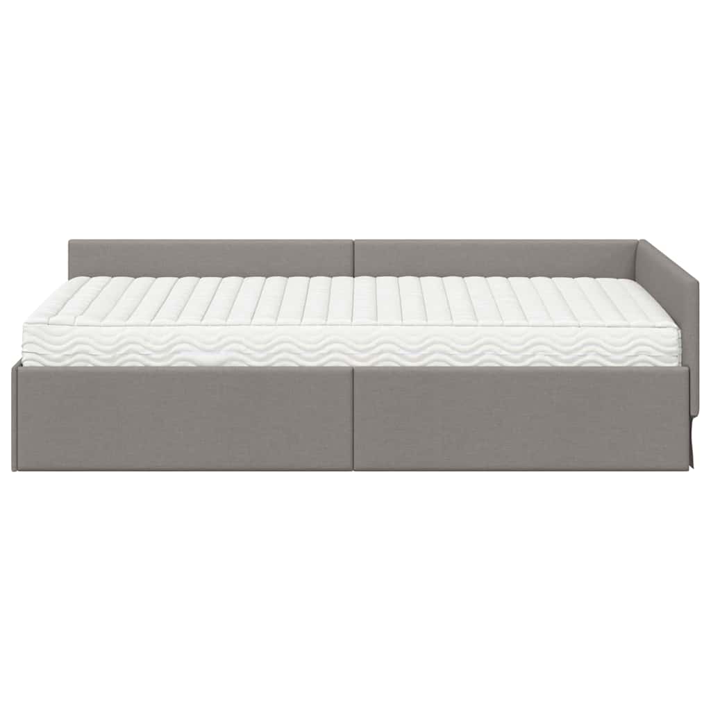 Hoekbedframe met Matras Anders met hoofdeinde 2 pcs Taupe Stof – afbeelding 5