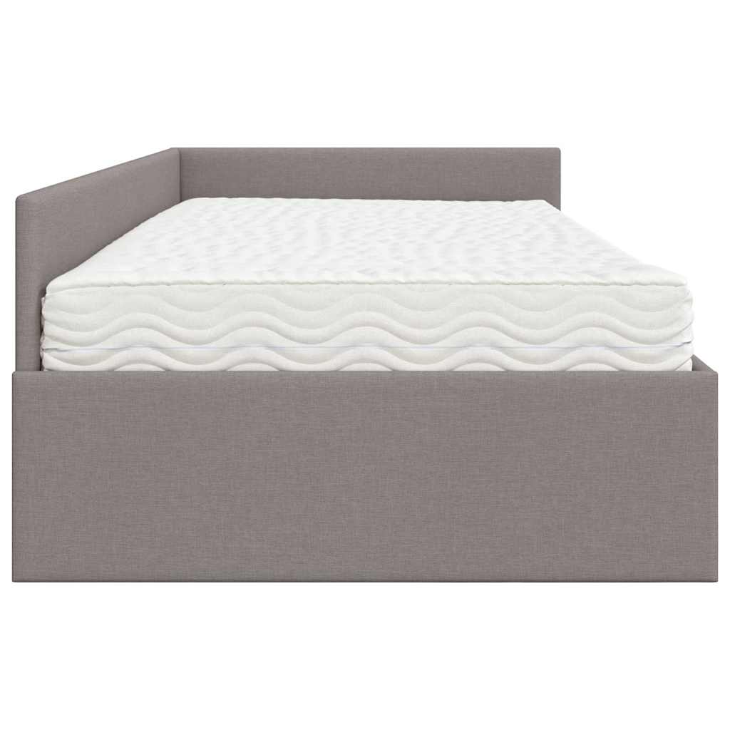 Hoekbedframe met Matras Anders met hoofdeinde 2 pcs Taupe Stof – afbeelding 8