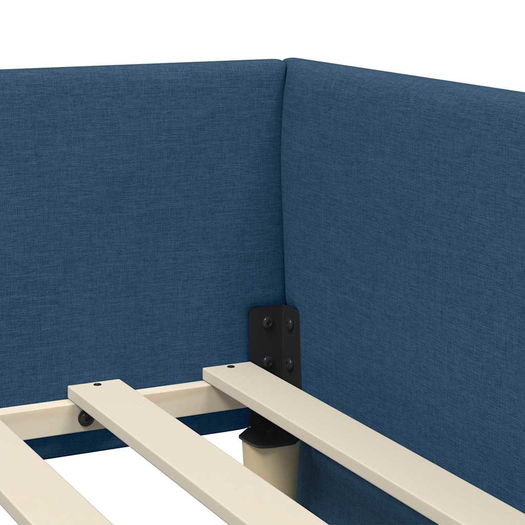Hoekbedframe met Matras Anders met hoofdeinde 2 pcs Blauw Stof – afbeelding 10