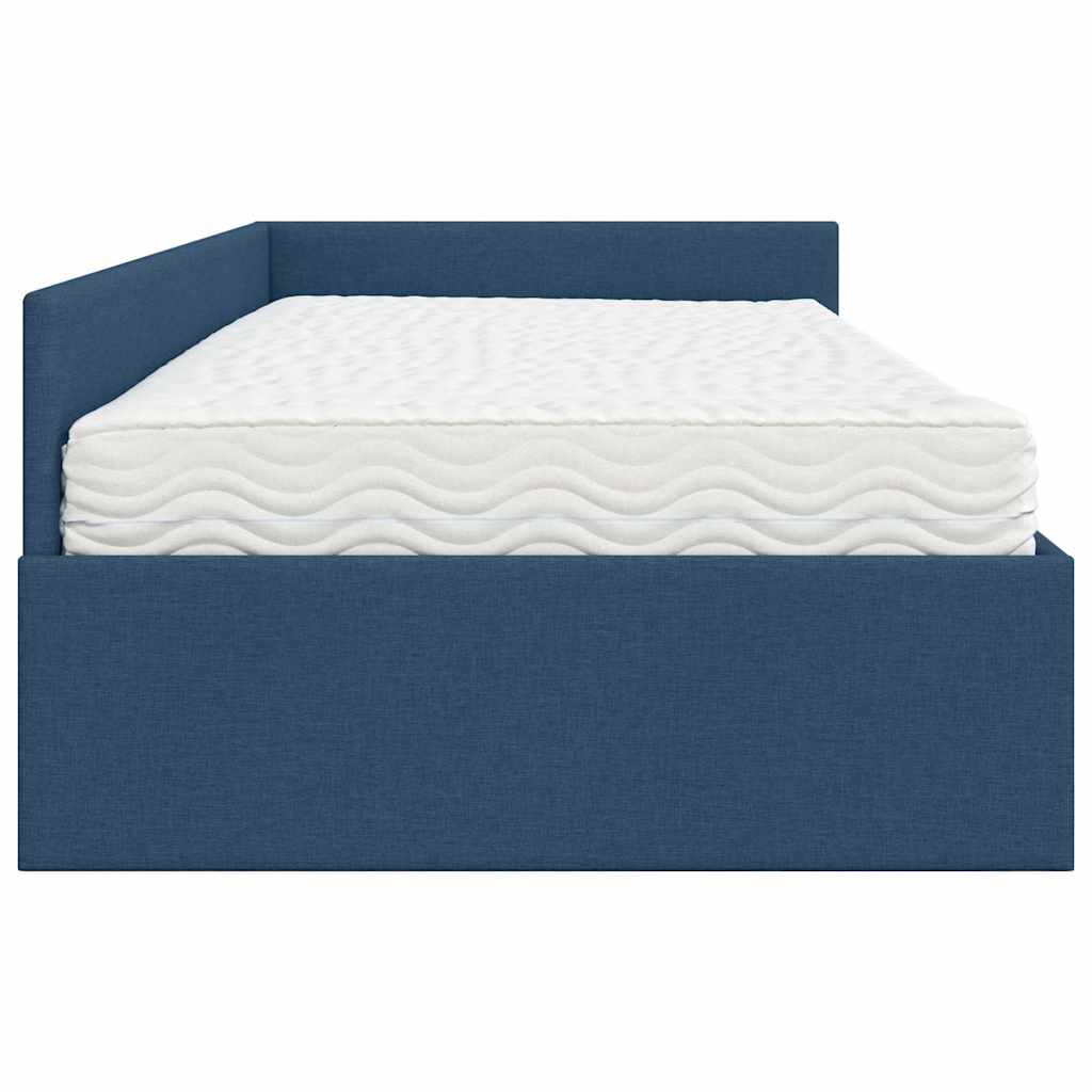Hoekbedframe met Matras Anders met hoofdeinde 2 pcs Blauw Stof – afbeelding 8