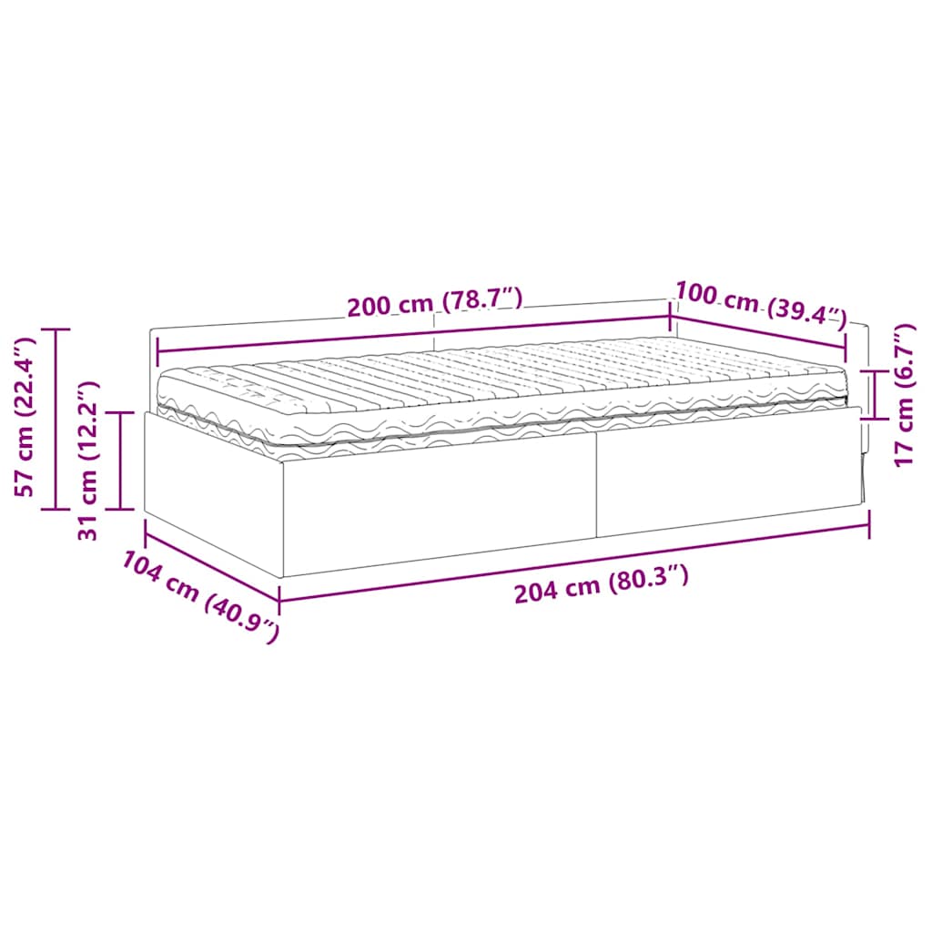 Hoekbedframe met Matras Anders met hoofdeinde 2 pcs Groen Stof – afbeelding 12