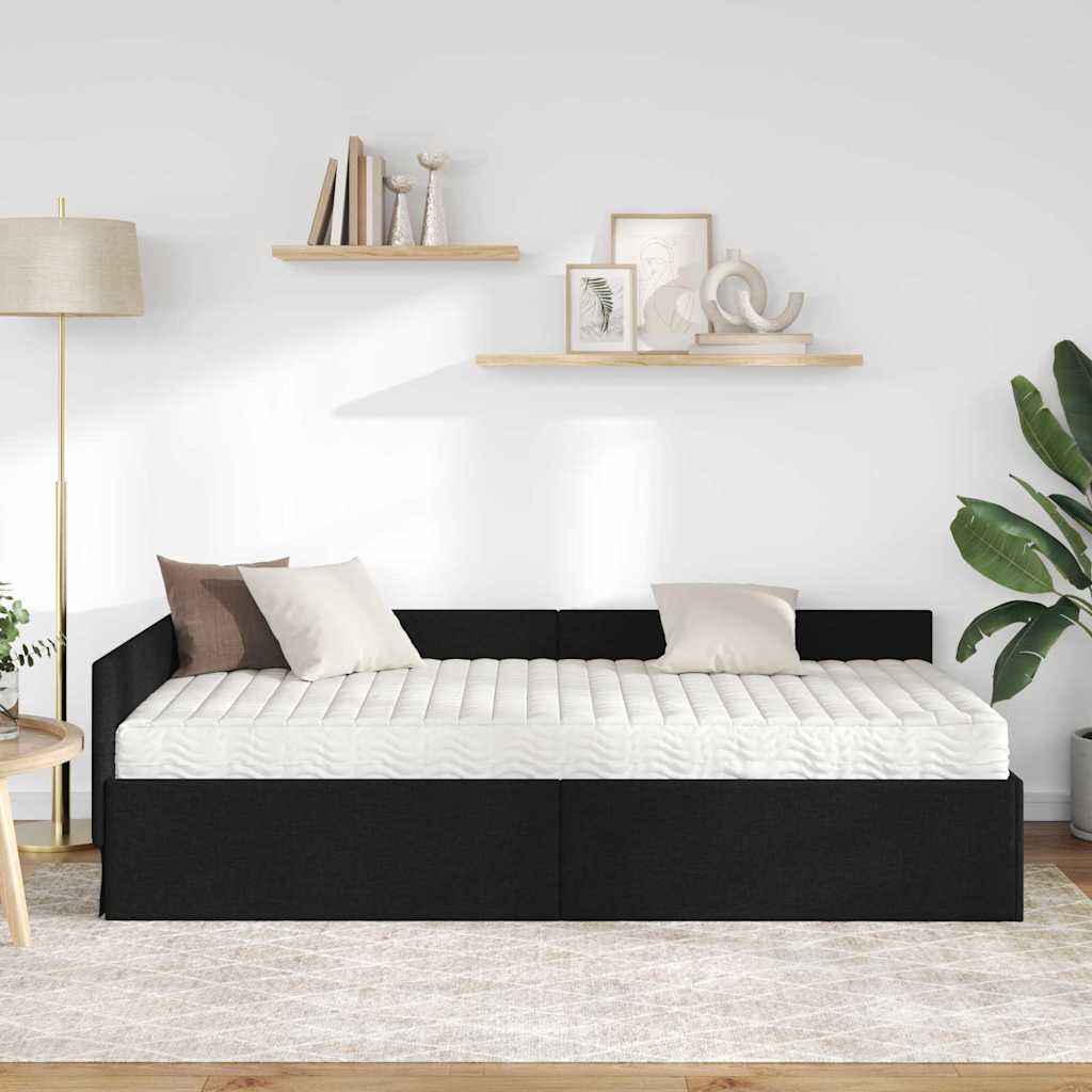 Hoekbedframe met Matras Anders met hoofdeinde 2 pcs Groen Stof – afbeelding 3