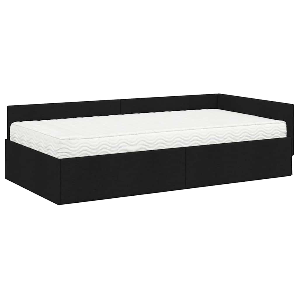 Hoekbedframe met Matras Anders met hoofdeinde 2 pcs Groen Stof – afbeelding 4