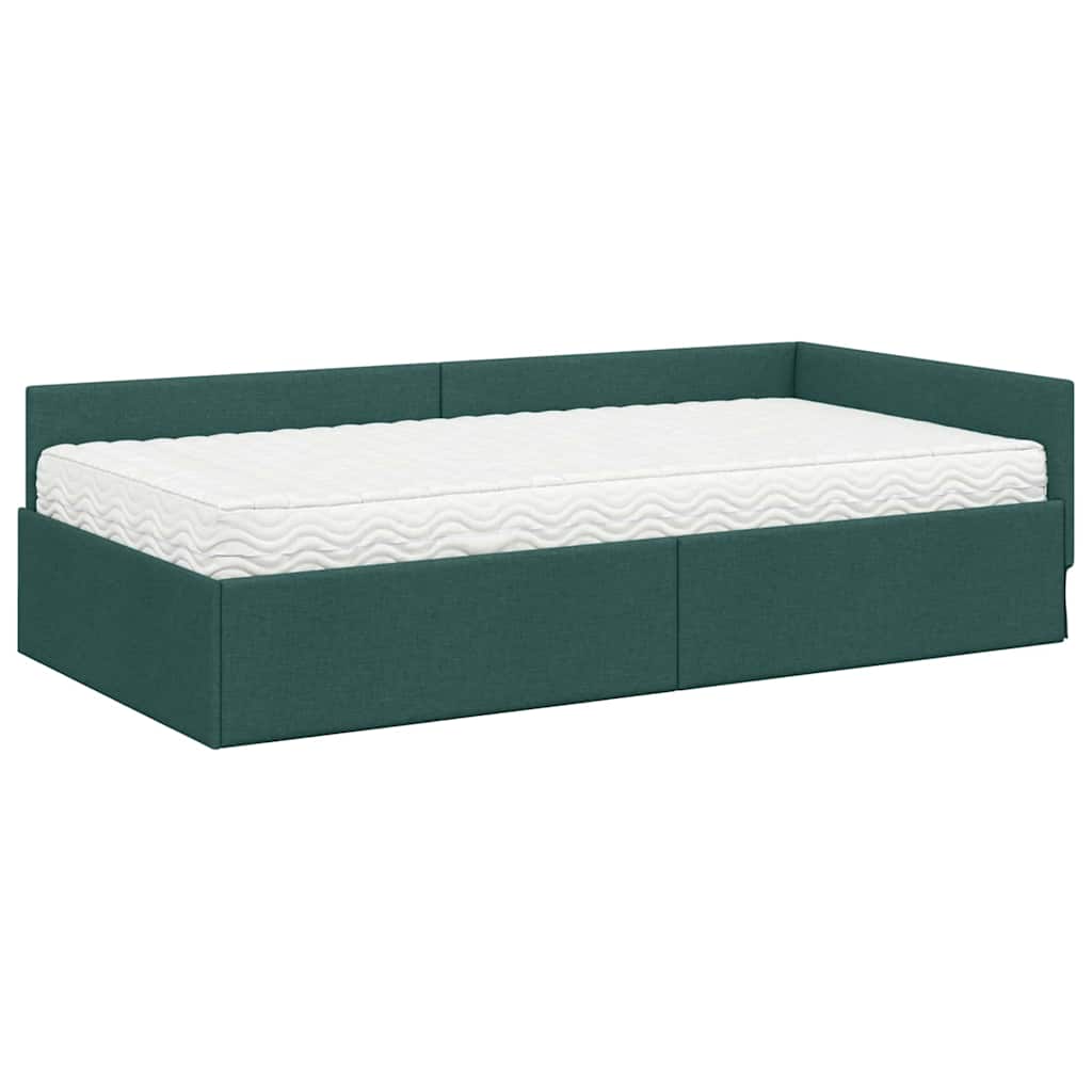 Hoekbedframe met Matras Anders met hoofdeinde 2 pcs Groen Stof – afbeelding 4