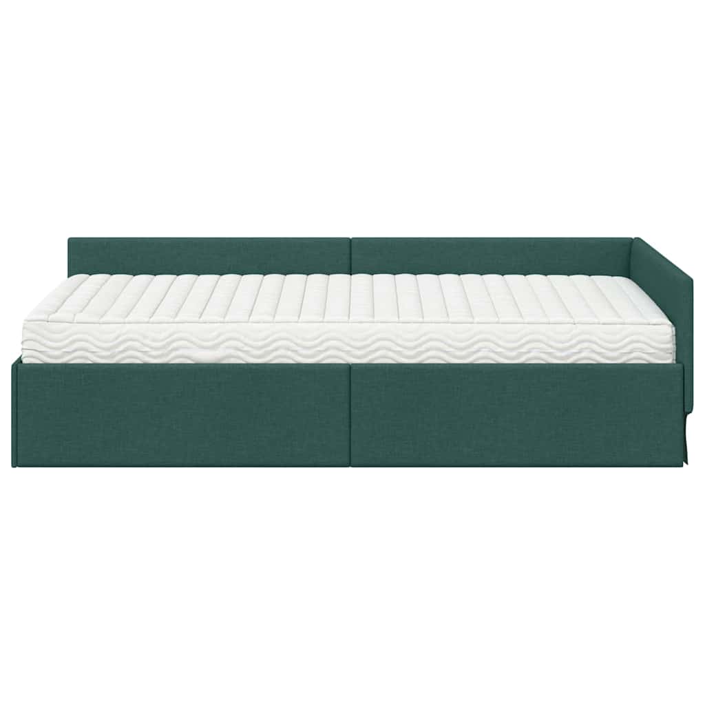 Hoekbedframe met Matras Anders met hoofdeinde 2 pcs Groen Stof – afbeelding 6