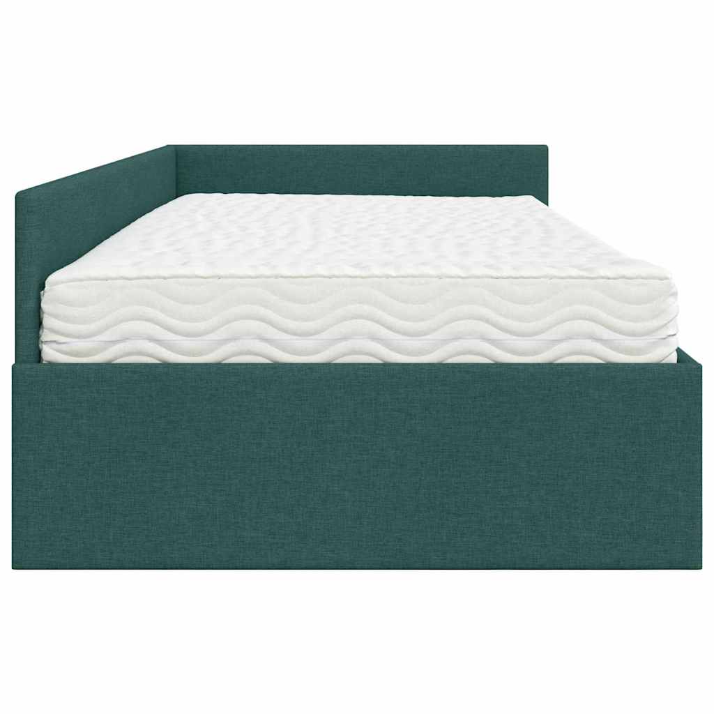 Hoekbedframe met Matras Anders met hoofdeinde 2 pcs Groen Stof – afbeelding 8