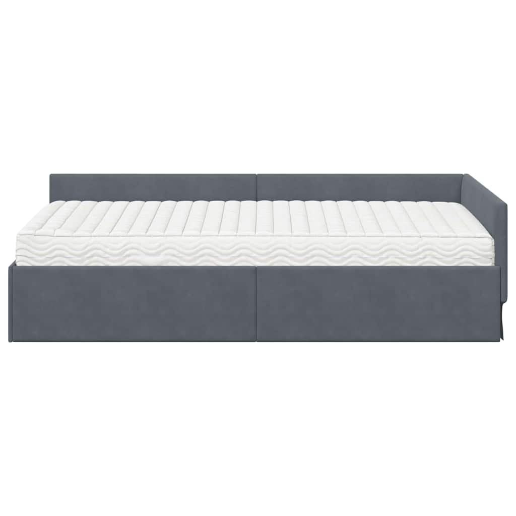 Hoekbedframe met Matras Anders 2 pcs Grijs Fluweel – afbeelding 5