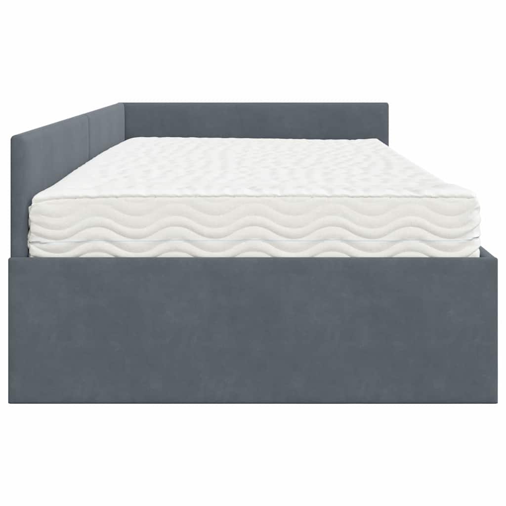 Hoekbedframe met Matras Anders 2 pcs Grijs Fluweel – afbeelding 8