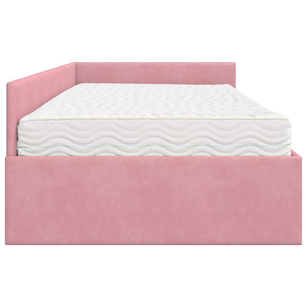 Hoekbedframe met Matras Anders 2 pcs Grijs Fluweel – afbeelding 8
