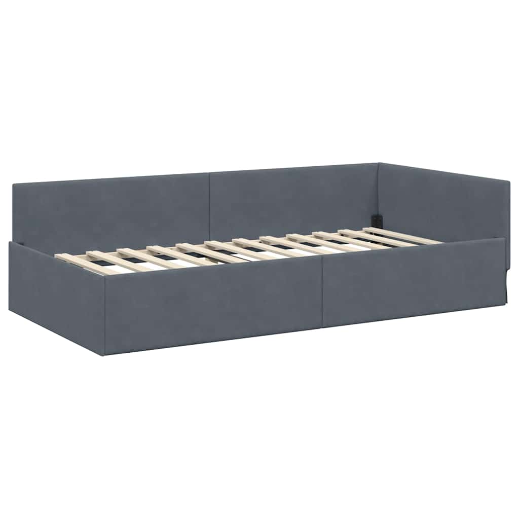 Hoekbedframe met Matras Anders 2 pcs Grijs Fluweel – afbeelding 6