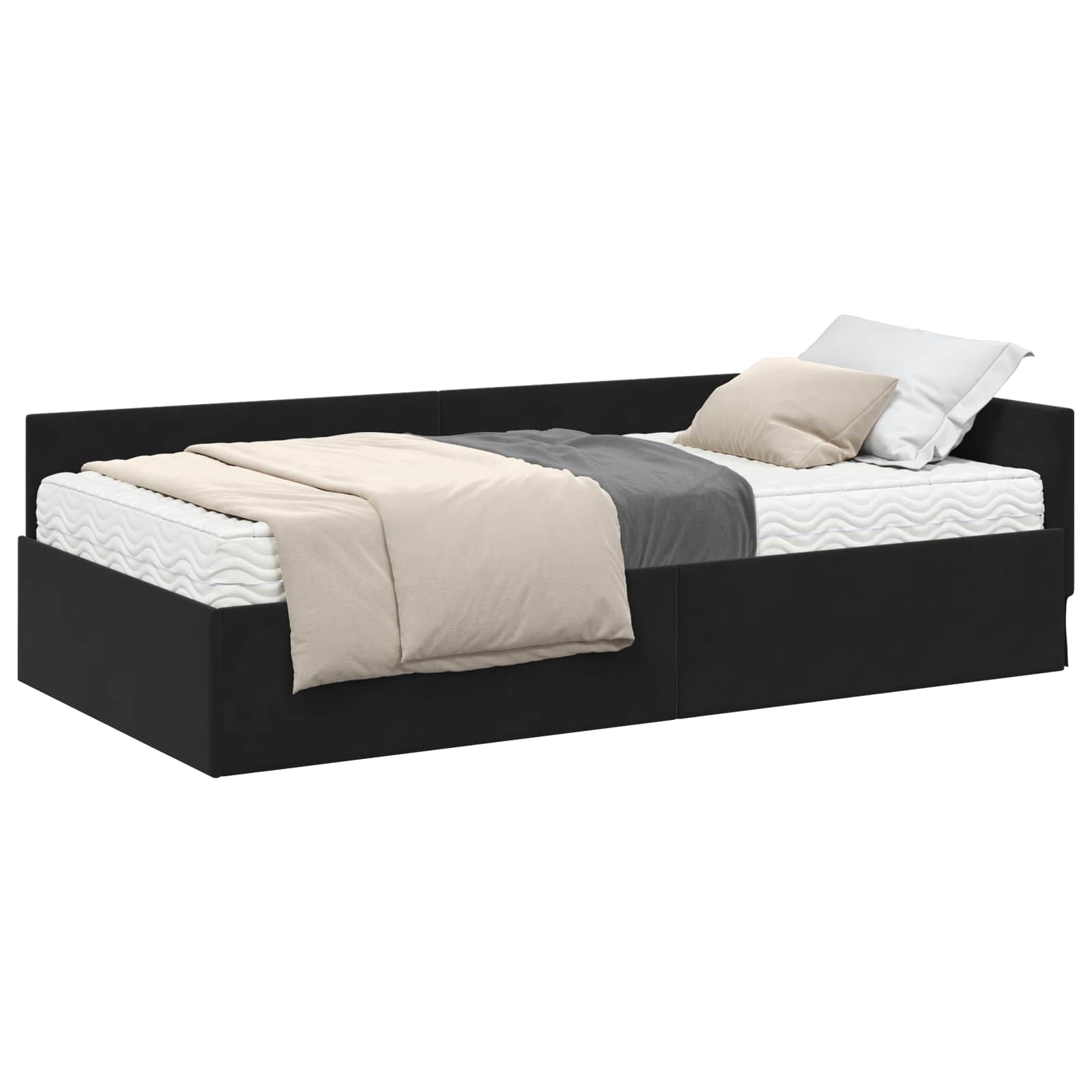 Hoekbedframe met Matras Anders 2 pcs Grijs Fluweel – afbeelding 2