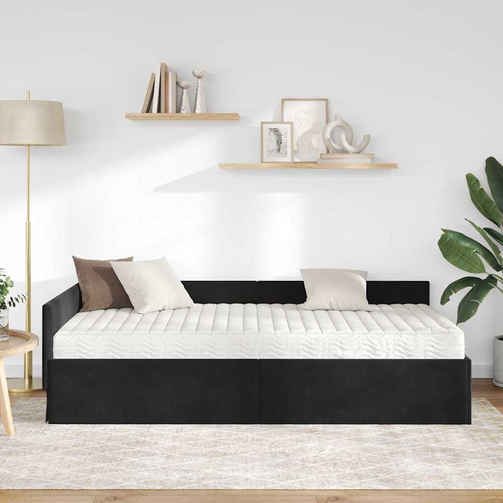 Hoekbedframe met Matras Anders 2 pcs Grijs Fluweel – afbeelding 3