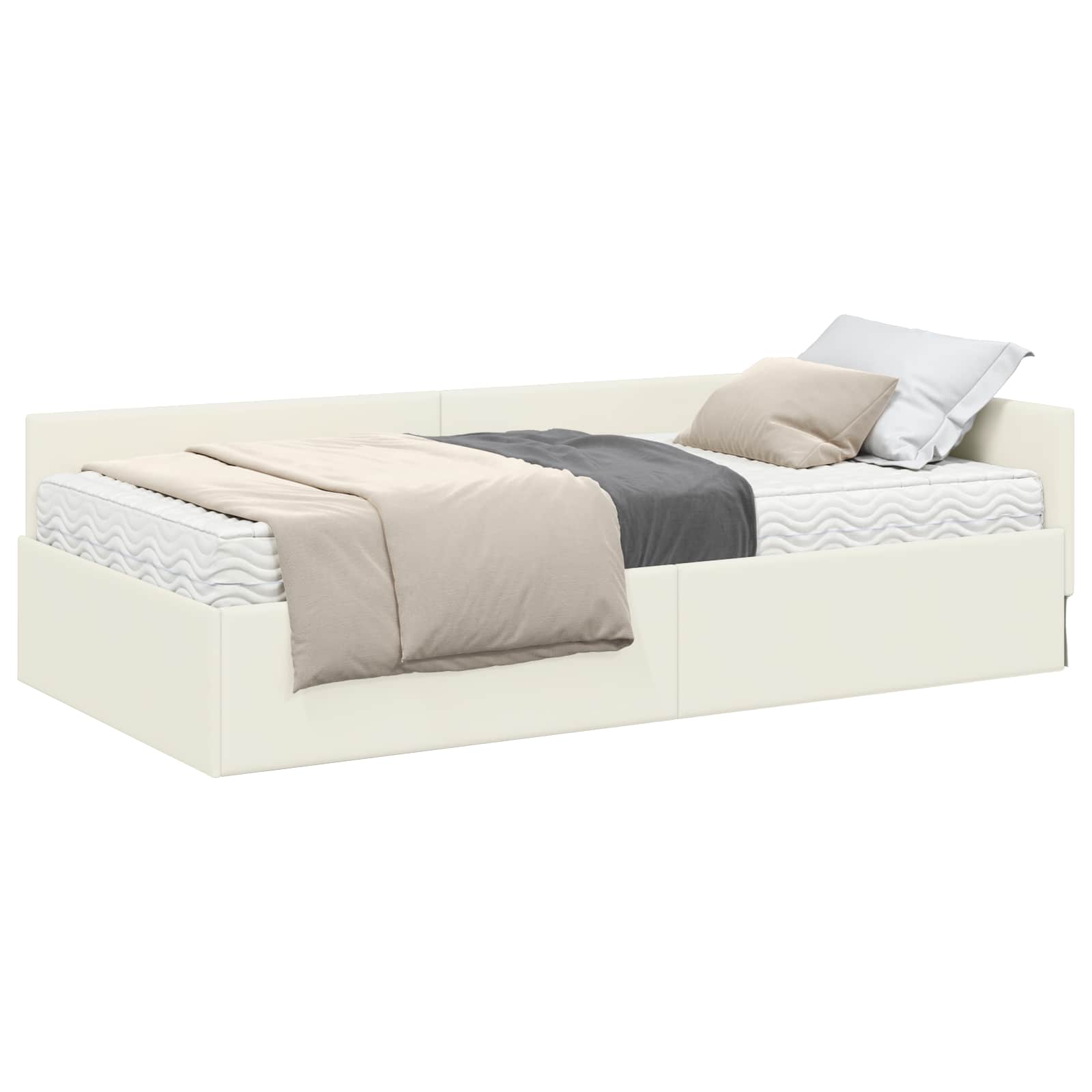 Hoekbedframe met Matras Anders 2 pcs Grijs Fluweel – afbeelding 2