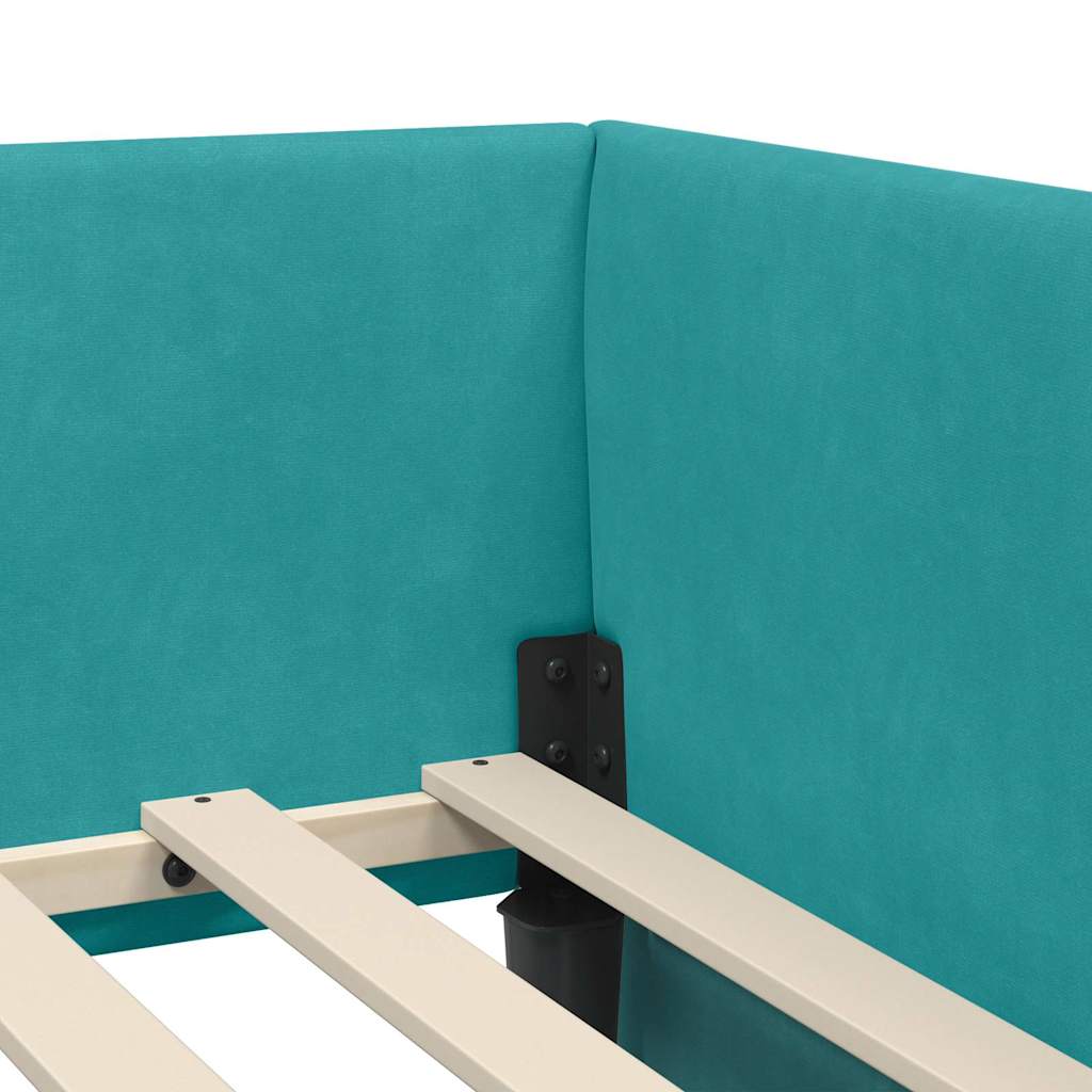 Hoekbedframe met Matras Anders 2 pcs Groen Fluweel – afbeelding 10