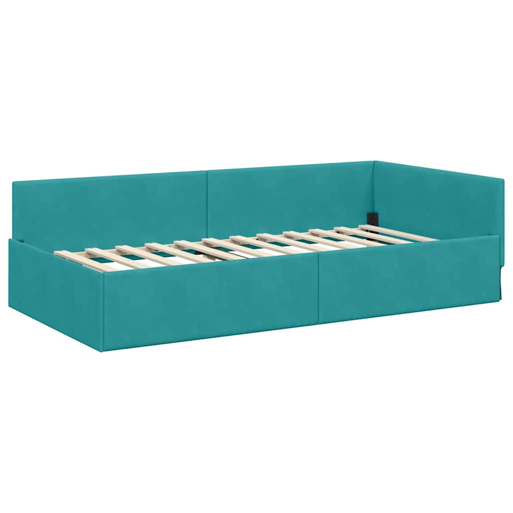 Hoekbedframe met Matras Anders 2 pcs Groen Fluweel – afbeelding 6