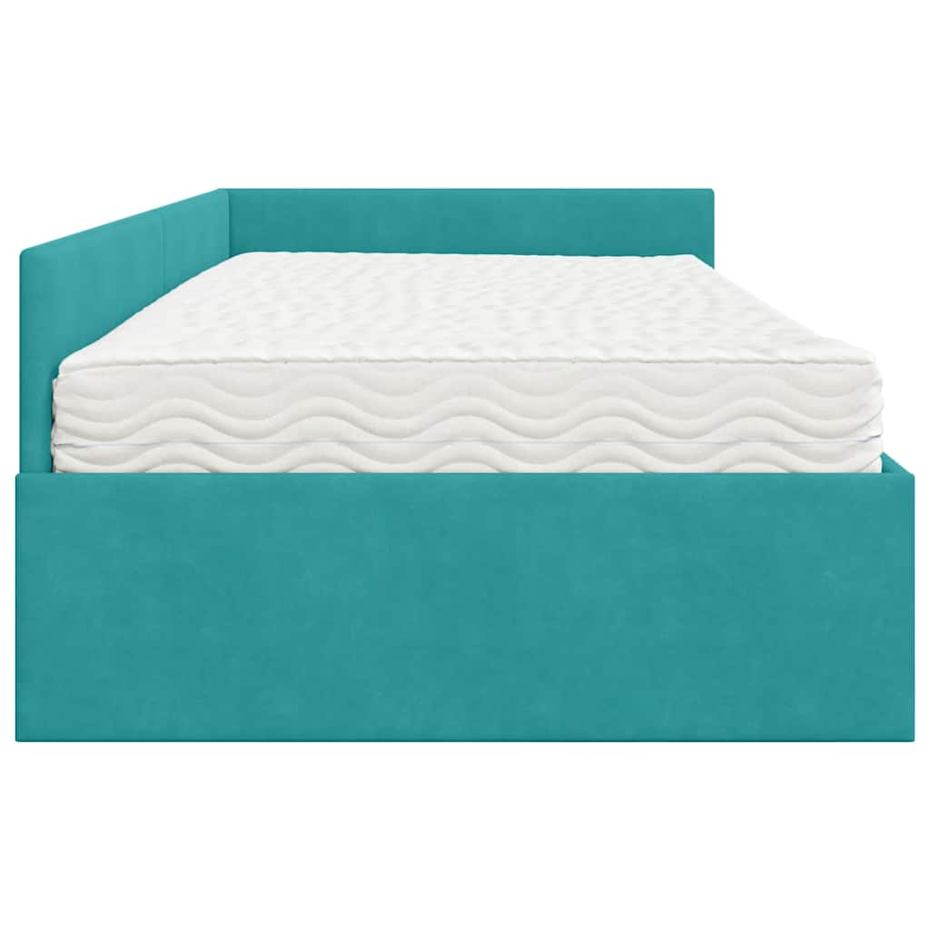 Hoekbedframe met Matras Anders 2 pcs Groen Fluweel – afbeelding 8