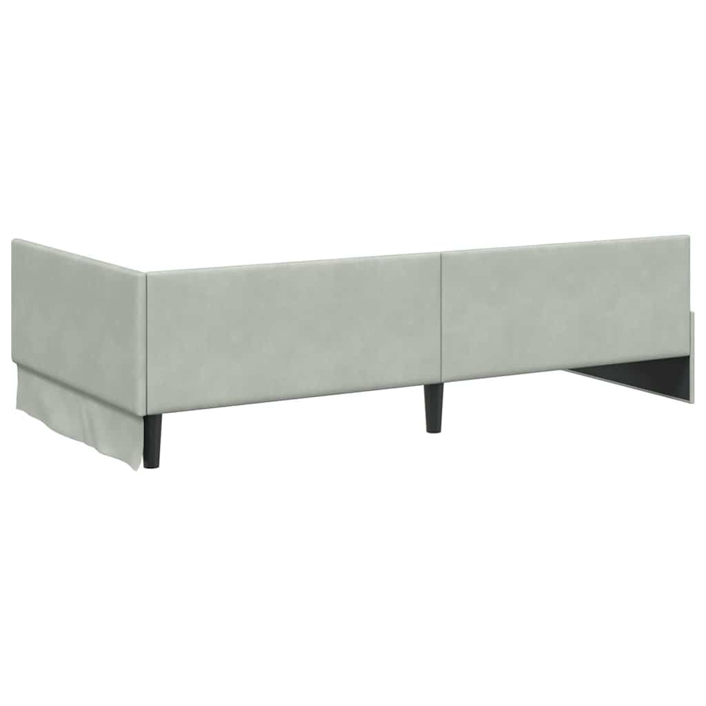 Hoekbedframe met Matras Anders 2 pcs Lichtgrijs Fluweel – afbeelding 9