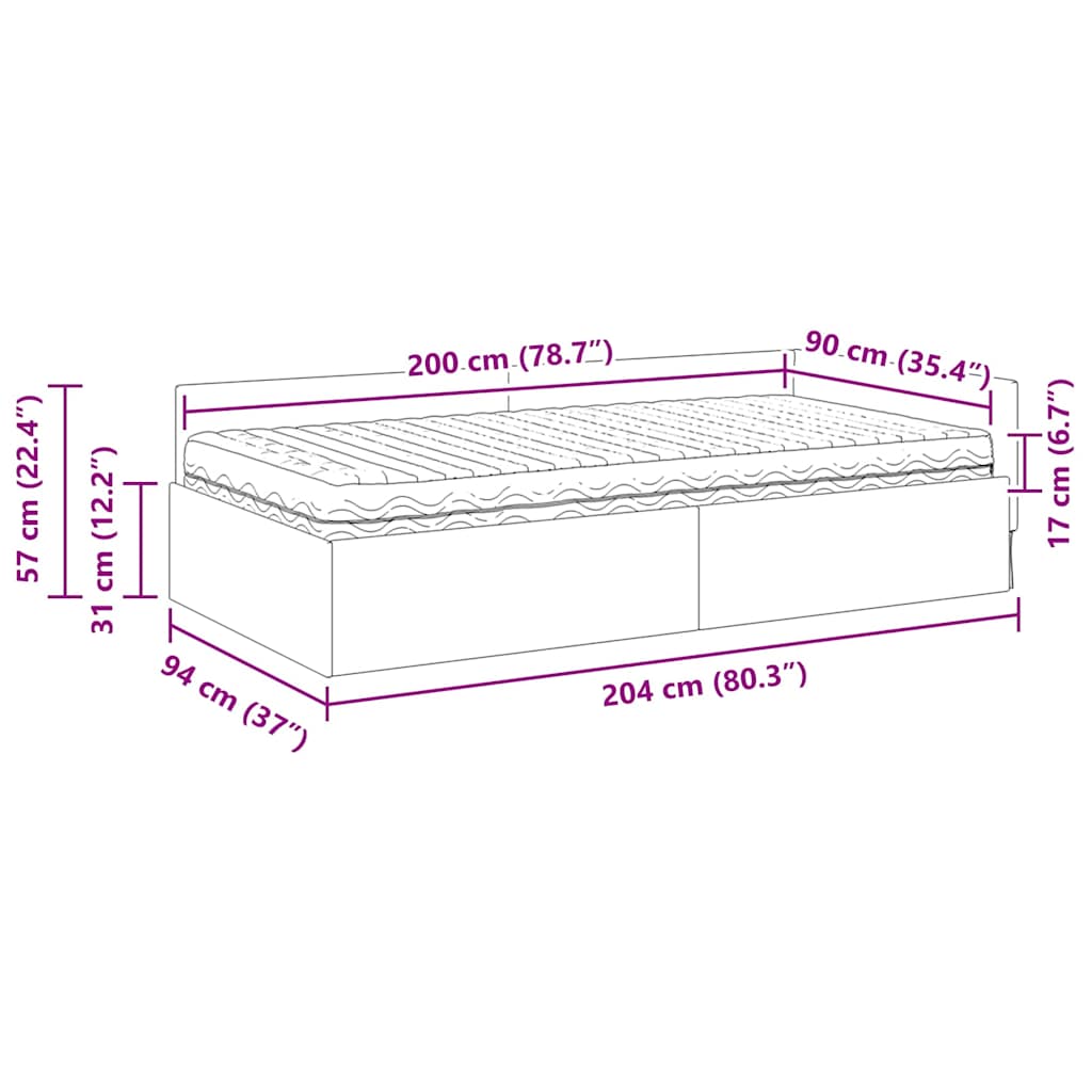 Hoekbedframe met Matras Anders 2 pcs Grijs Fluweel – afbeelding 12