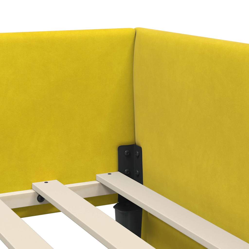 Hoekbedframe met Matras Anders met hoofdeinde 2 st Geel Fluweel – afbeelding 10