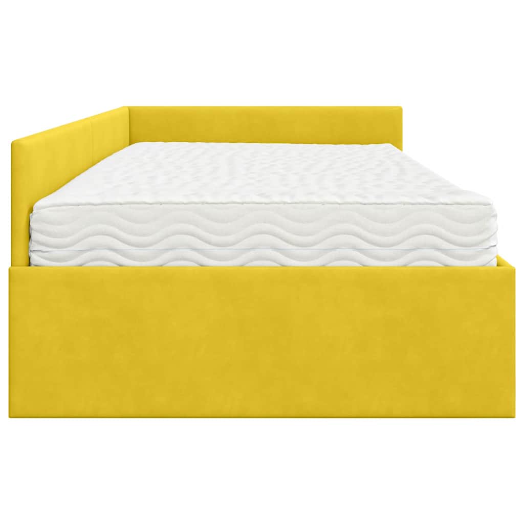 Hoekbedframe met Matras Anders met hoofdeinde 2 st Geel Fluweel – afbeelding 8