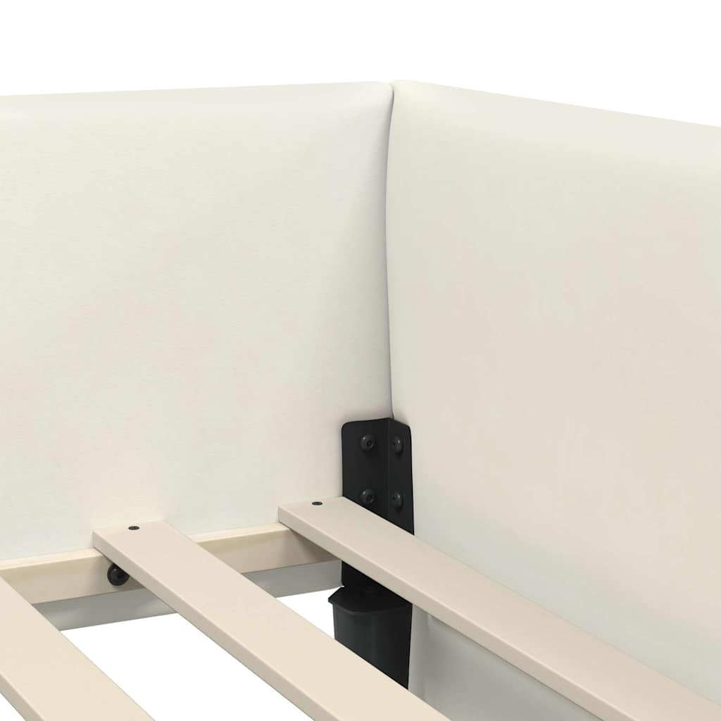 Hoekbedframe met Matras Anders 2 pcs Crème Fluweel – afbeelding 10