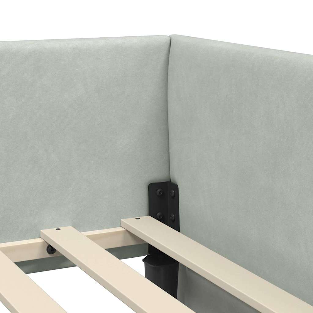Hoekbedframe met Matras Anders 2 pcs Lichtgrijs Fluweel – afbeelding 10