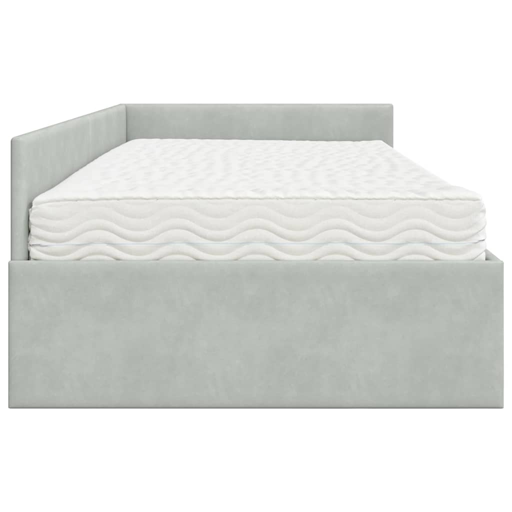 Hoekbedframe met Matras Anders 2 pcs Lichtgrijs Fluweel – afbeelding 8