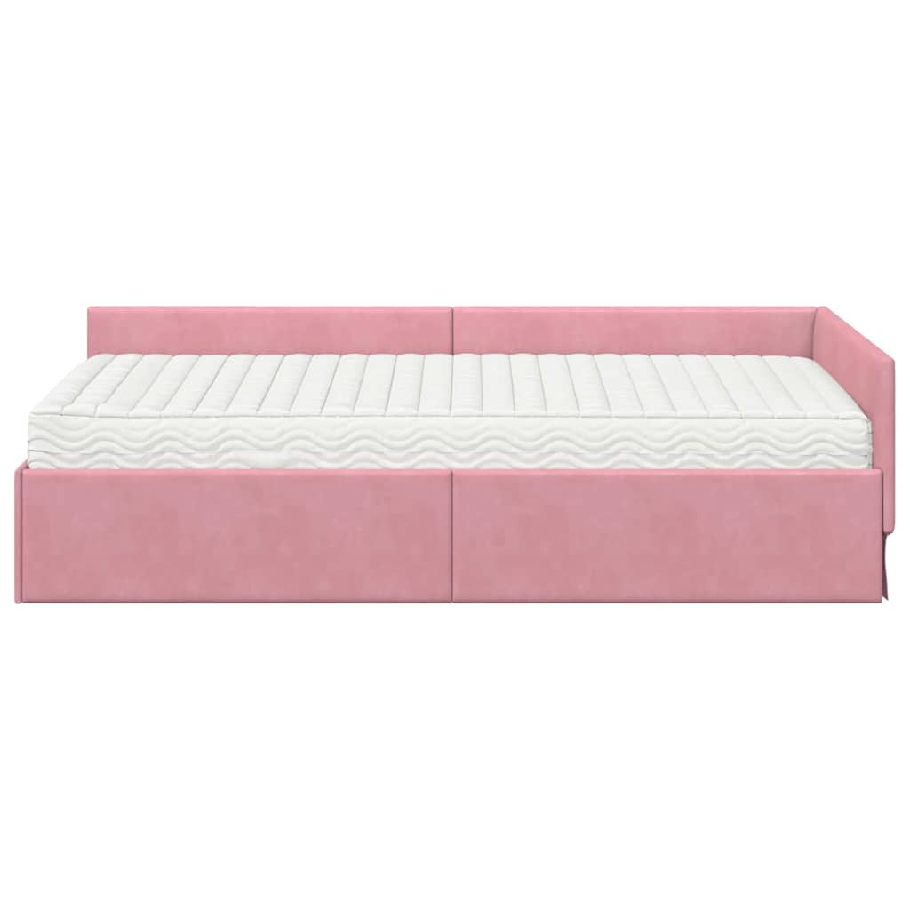 Hoekbedframe met Matras Anders 2 pcs Grijs Fluweel – afbeelding 5