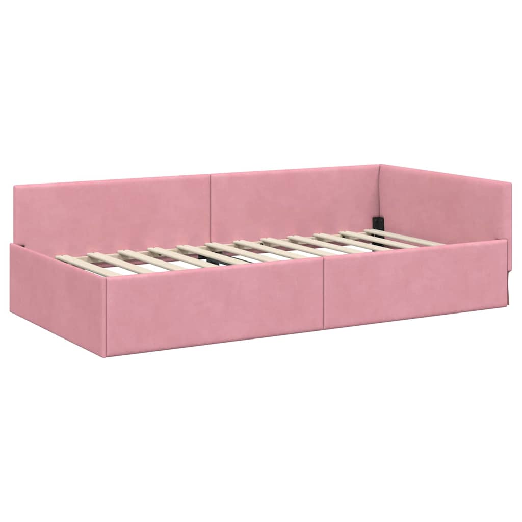 Hoekbedframe met Matras Anders 2 pcs Grijs Fluweel – afbeelding 6