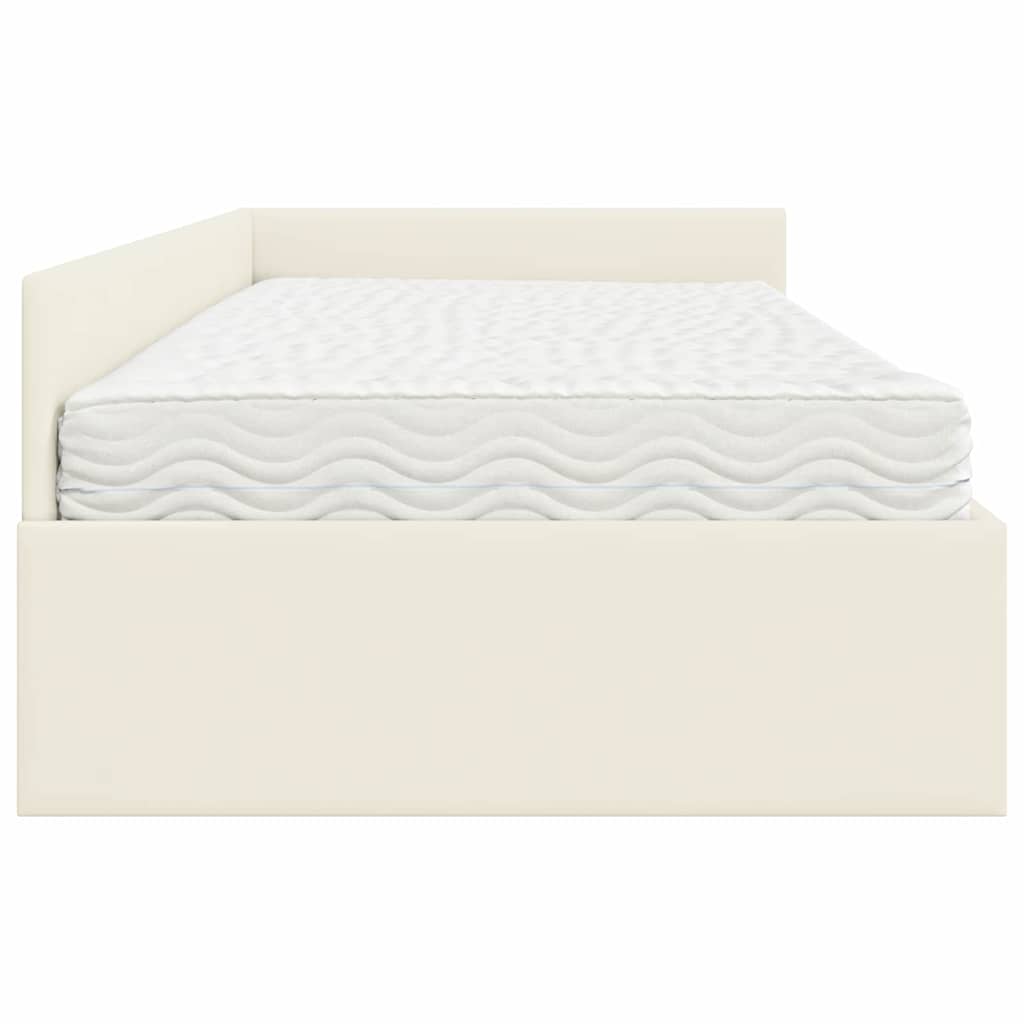 Hoekbedframe met Matras Anders 2 pcs Crème Fluweel – afbeelding 8