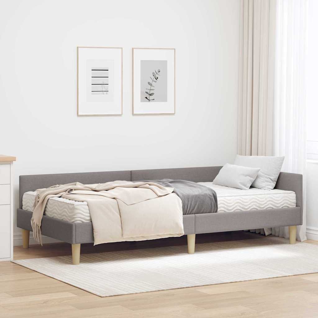 Hoekbedframe met Matras met matras 2 pcs Taupe Stof