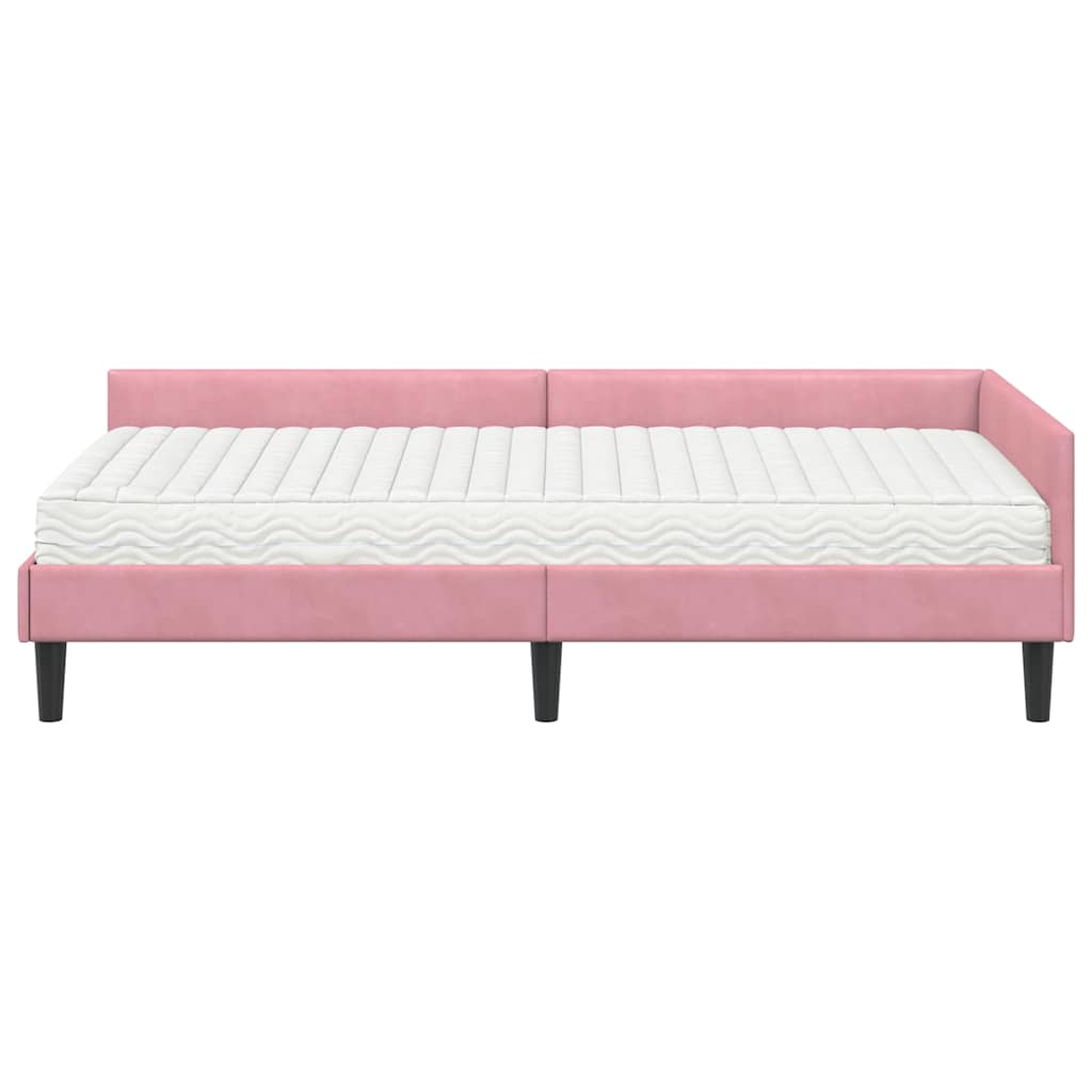 Hoekbedframe met Matras Anders 2 pcs Grijs Fluweel – afbeelding 5